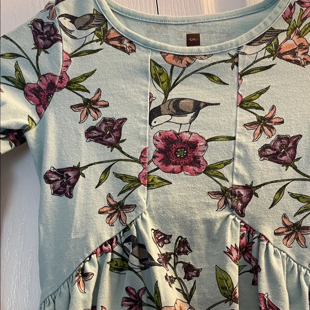 Tea Collection Floral Kids Dress in Light Blue
